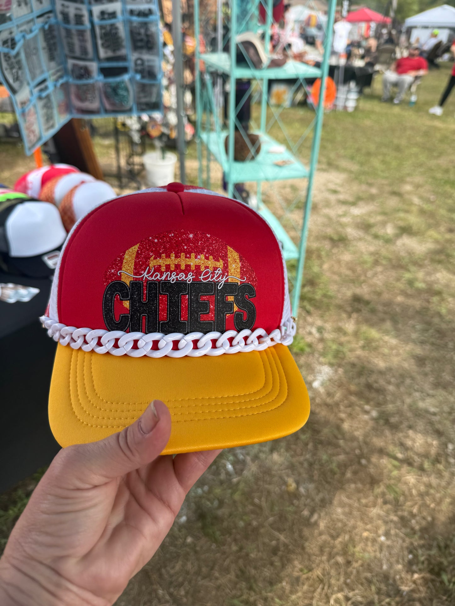 Chiefs trucker hat with hat chain