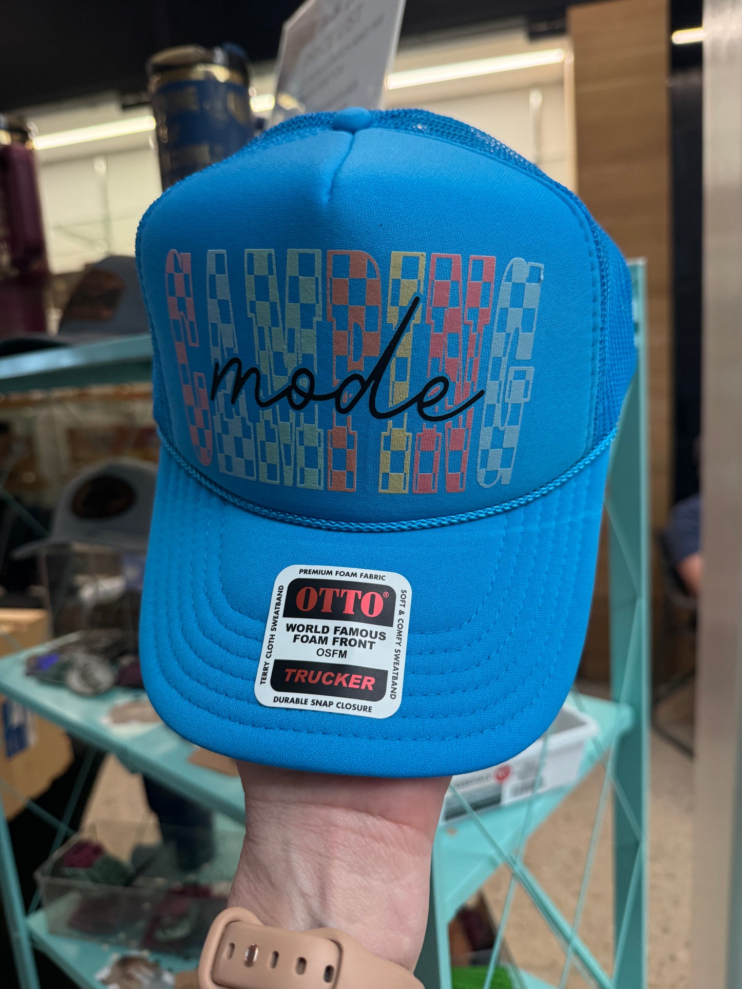 Neon blue Otto trucker camping mode