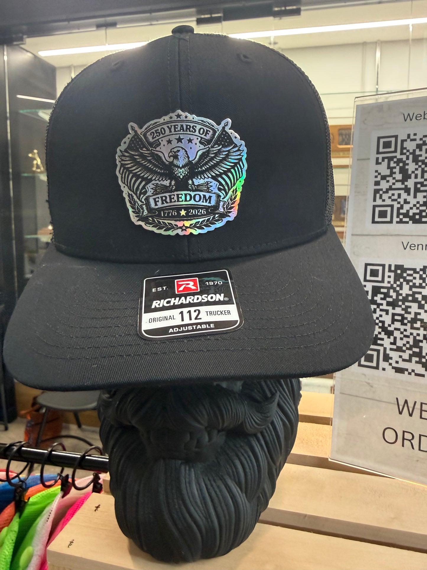 Black trucker hat America 250th