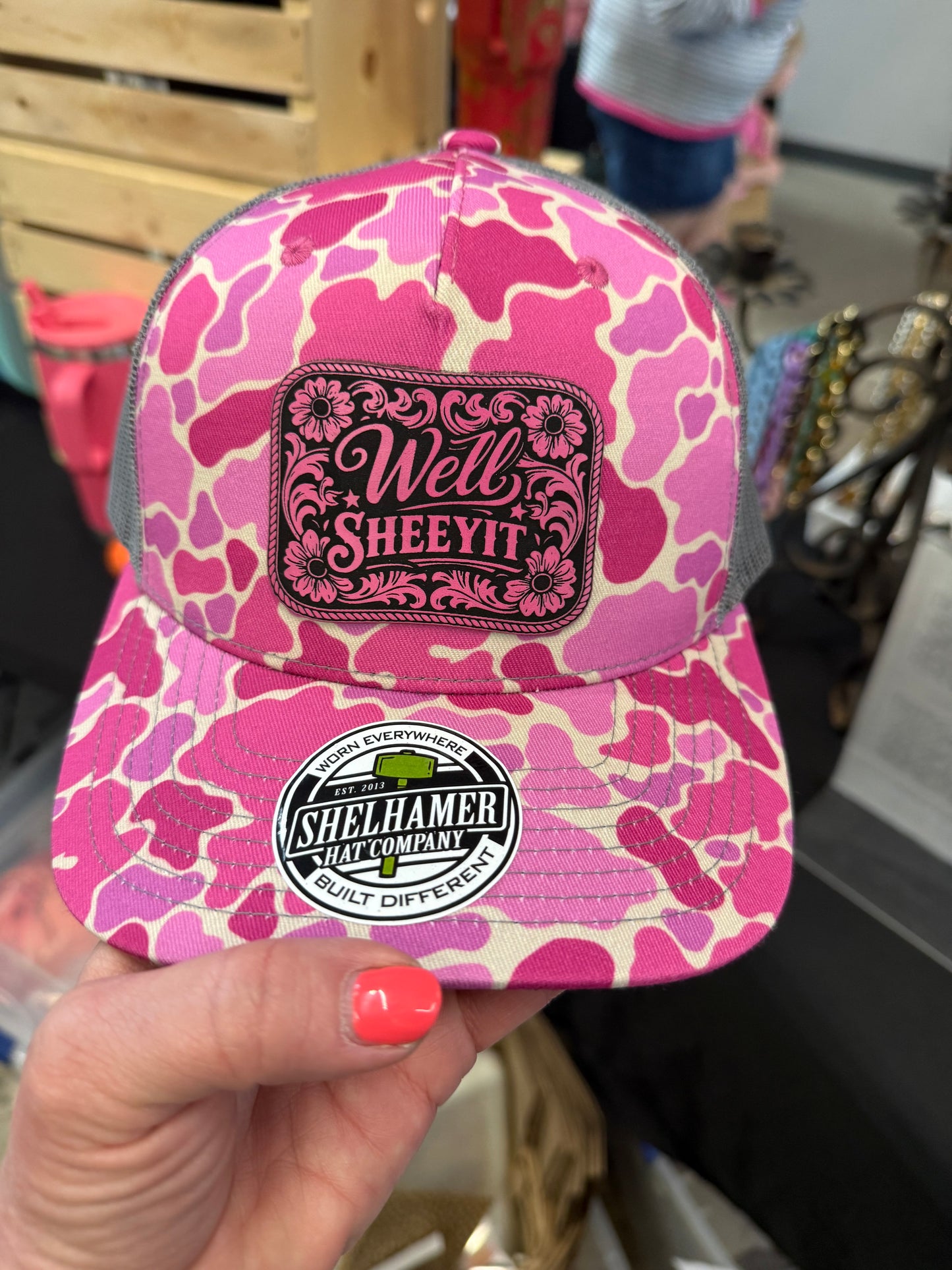 Well sheeyit trucker pink camo